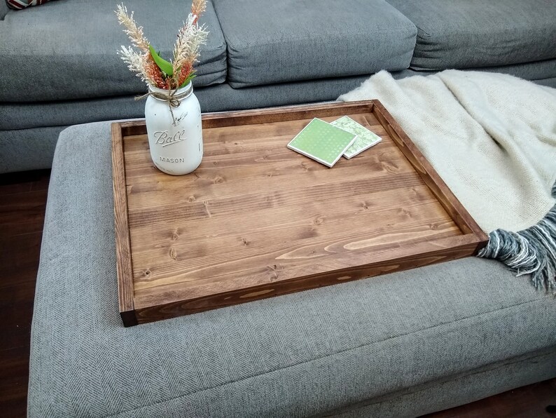 Ottoman Tray Medium Farmhouse Tray Wooden Tray Breakfast Etsy Canada