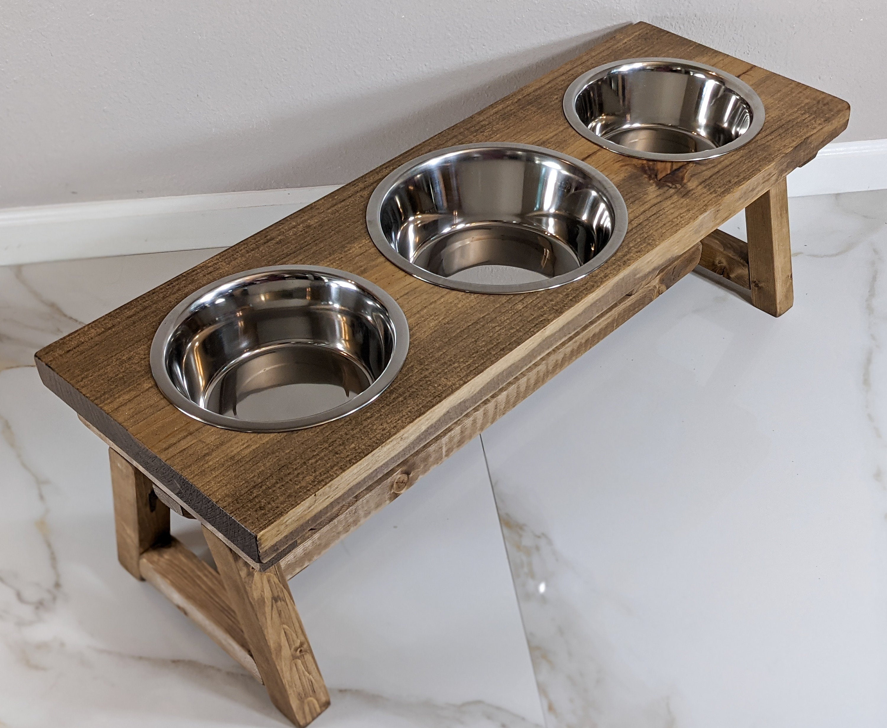 Dog Bowl Stand Modern Style 3 Bowls Etsy