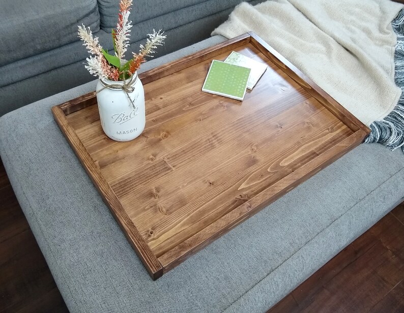 Ottoman Tray Medium Farmhouse Tray Wooden Tray Breakfast Etsy Canada