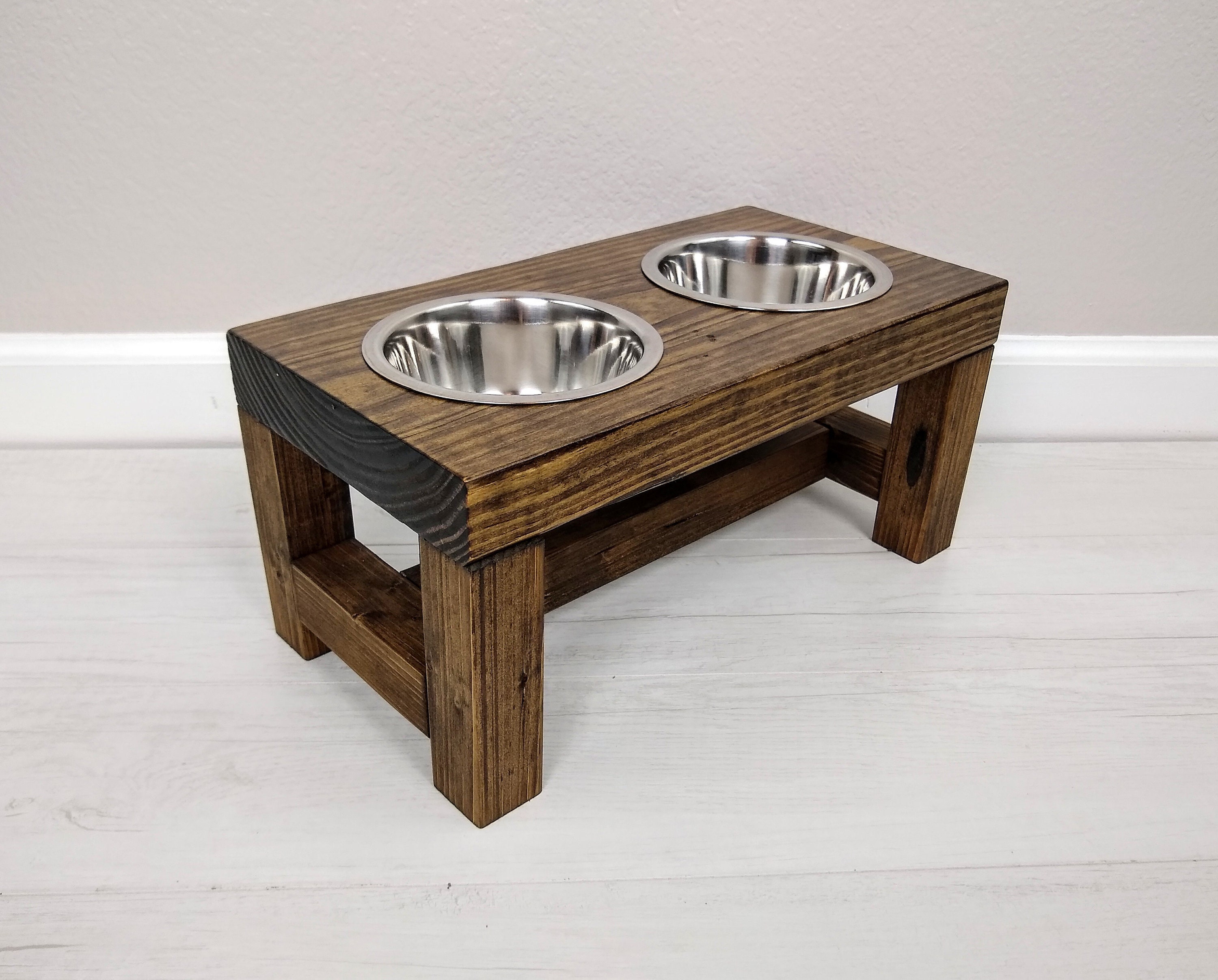Small Dog Feeder / Small Dog Bowls Stand With Stone Top and 