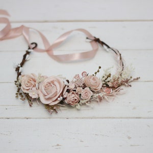 Blush pink girl floral headpiece Floral accessories Wedding crown Bridal wreath  Bridesmaid crown Rose peony crown Hair flowers Baby crown