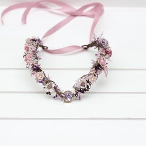 Lilac lavender mauve elven crown Woodland flower circlet Fairy headband Cosplay Festival Medieval flower crown
