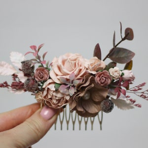 SALE Blush pink Dusty rose comb Bridal hair piece Wedding flower clip Flower accessories Bridesmaid comb Outdoor wedding Floral comb