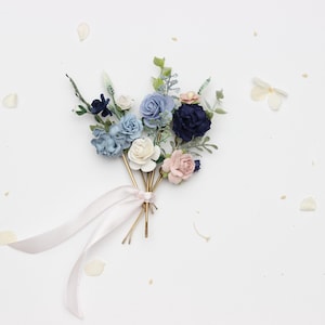 Set of bobby pins White dusty blue navy blue and blush pink colors Rustic wedding Bridesmaid gift Flower hair pin Floral bobby pin Prom pins