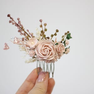 2-5 days to USA Blush pink floral headpiece Floral comb Wedding comb Bridal wreath   Hair flowers -SARA