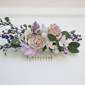 White lilac flower comb Bridal hair clip Eucalyptus floral comb Hair flowers Floral accessory Wedding comb Bridal headpiece Bridesmaid comb image 6