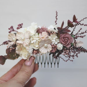 SALE Blush pink Dusty rose comb Bridal hair piece Wedding flower clip Flower accessories Bridesmaid comb Outdoor wedding Bridesmaid comb