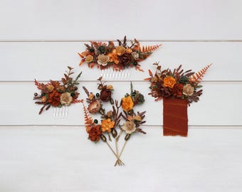 Terracotta rust orange pocket boutonniere Brown green flowers Fall wedding Flower accessories Boutonniere Buttonhole Groom Groomsmen Fiance