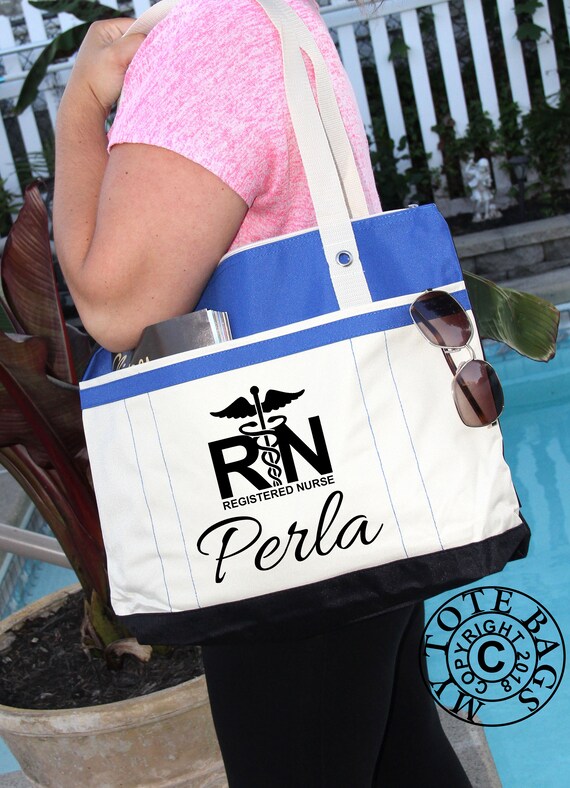 RN Bag Registered Nurse Bag Personalized Bag Nurse Bag Personalized With Name Heavy Tote Bag Zippered Heavy Canvas Carryall Etsy