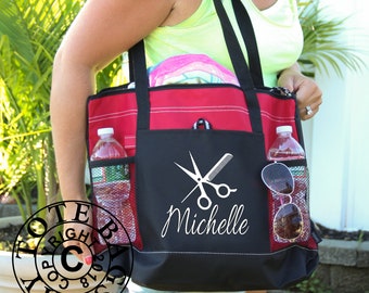 Hair Stylist Bag, Personalized with Name, Heavy canvas, Heavy tote bag  zippered, Carryall Tote Bag,
