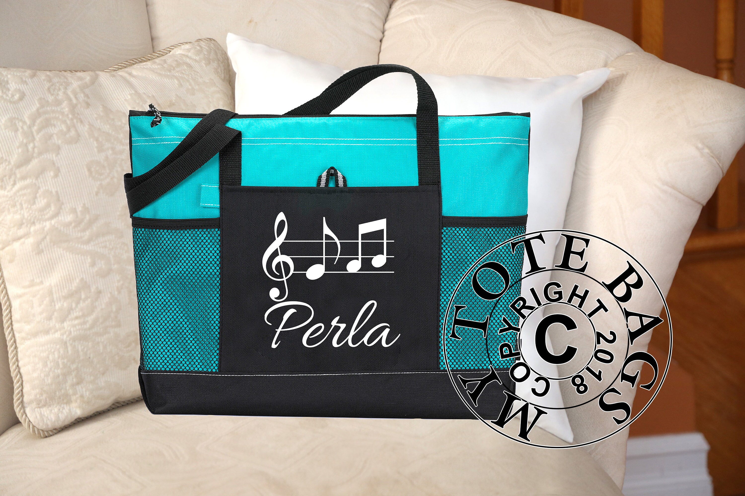 Personalized Music Teacher Bag Notes Tote Bag Music Notes Etsy