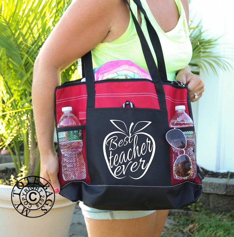 Best Teacher Ever Bag Heavy tote bag zippered Heavy Etsy