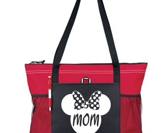 Minnie Mouse. MOM Bag, Heavy tote bag  zippered main compartment,  Heavy canvas, Carryall, Walt Disney Bag, Minnie Mouse Bag, mickey tote