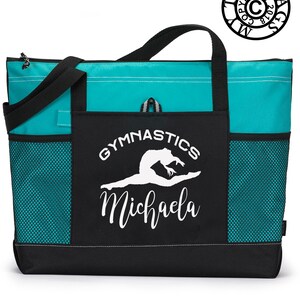 Gymnastics Tote Bag,  Dance Bag Girl, Gymnastics Bag, Gymnastics Canvas Heavy tote bag  zippered, Heavy canvas Carryall,
