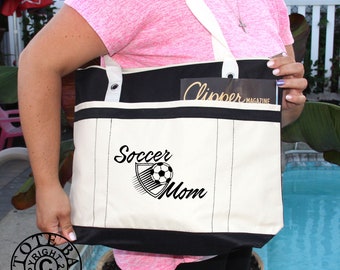 Soccer MomTote Bag, Heavy tote bag, zippered, Heavy canvas, Carryall, Soccer Bag, Coach tote Bag, Soccer Mom