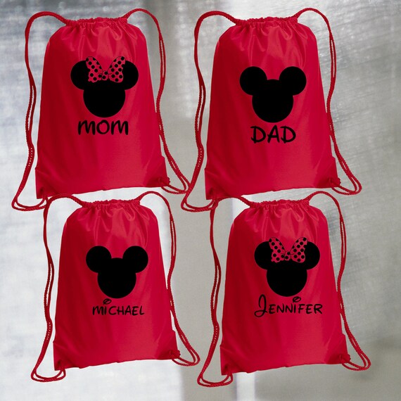Mickey Drawstring Bag With Personalized Name Disney Bag Minnie Drawstring Bag Vacation Bag Family Bags Mickey Drawstring Bag Etsy UK