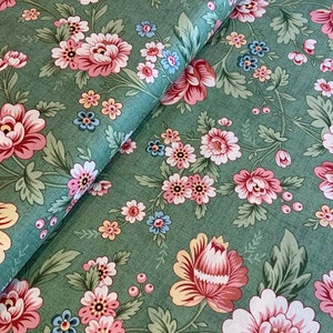 Edyta Sitar The Seamstress Dahlia Green 100% Cotton FatQuarter Fabric