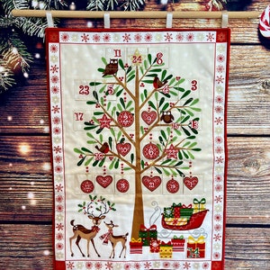 Reindeer Traditional Hanging Fabric Advent Calendar, Reusable and Eco Friendly