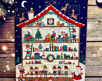 Santa’s Workshop Hanging Fabric Advent Calendar, Reusable and Eco Friendly