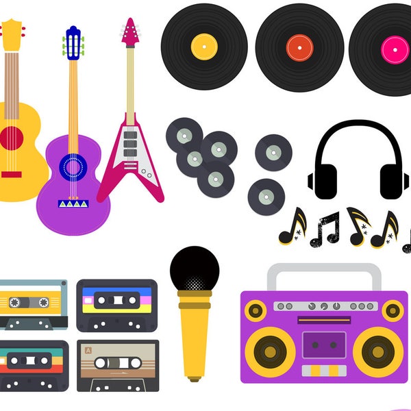 Music Lovers Clip Art - Bullet Journal Stickers Erin Condren Stickers Printable Digital File