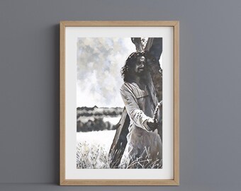 Láminas "Llevando Nuestras Cargas" - Arte Vintage / Lámina SUD / Decoración Espiritual para el Hogar / Regalo para el Día de la Madre / Decoración de Pascua / Cargando la Cruz