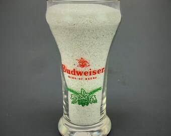 Vintage 8oz Budweiser Pilsner Beer Glass Anheuser Busch Eagle in the A Logo with Acorn & Sprig, Original 1940s - 1950s Era 8 Ounce Bud Glass