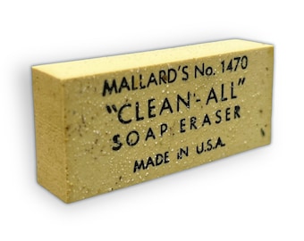 Mallard's No. 1470 "Clean All" Soap Eraser, Made in USA 2.25" x 1" x .5", Full Box of 24, Original 1940s -1950's Vintage Art School Supplies