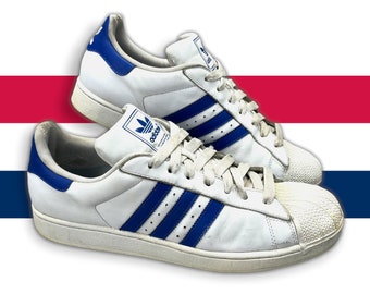 adidas Originals Sneaker White / Blue 3-Stripe Clamshell Mens Size 13