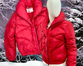 JCPenney Womens Size Small Vintage 1980s Ladies Ski Wear Red Puffer Jacket