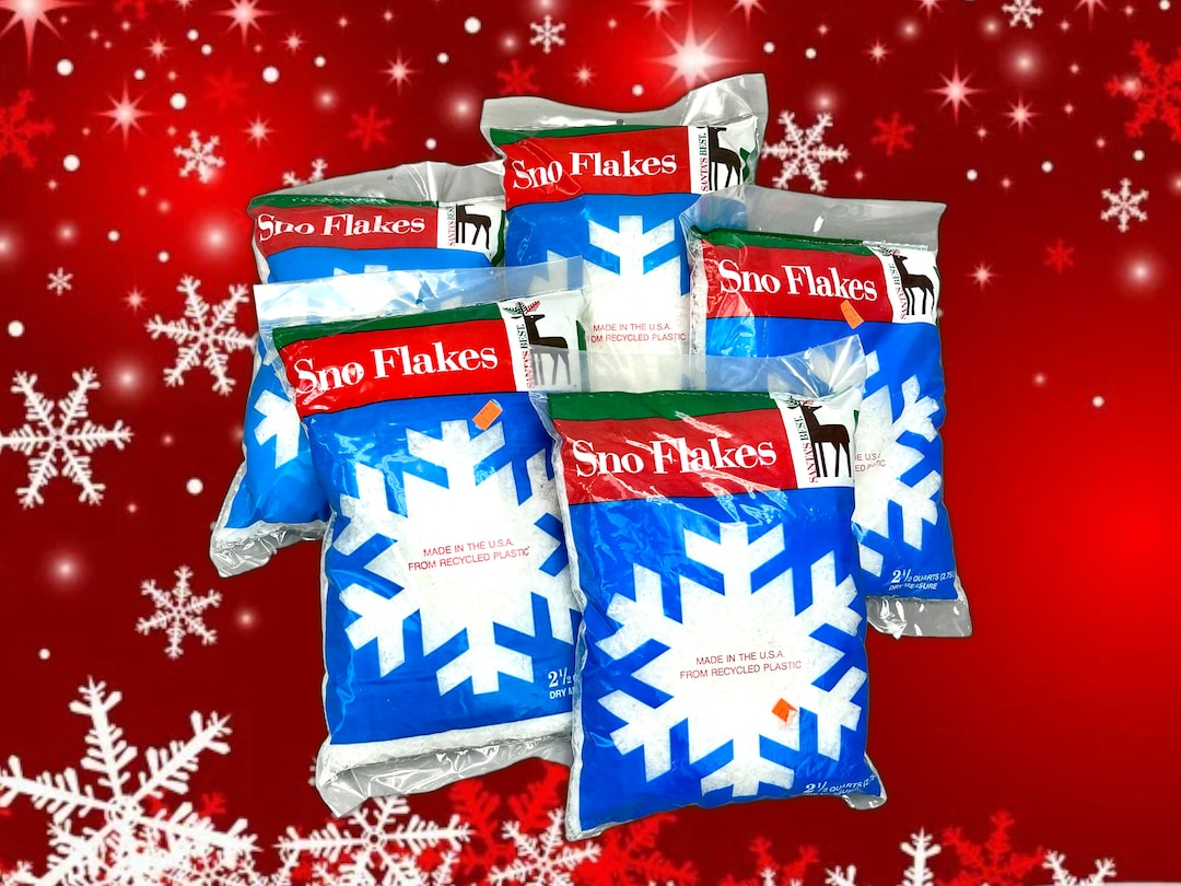 Vintage Artificial Snow Flakes, 1980s Snoflakes Recycled Plastic