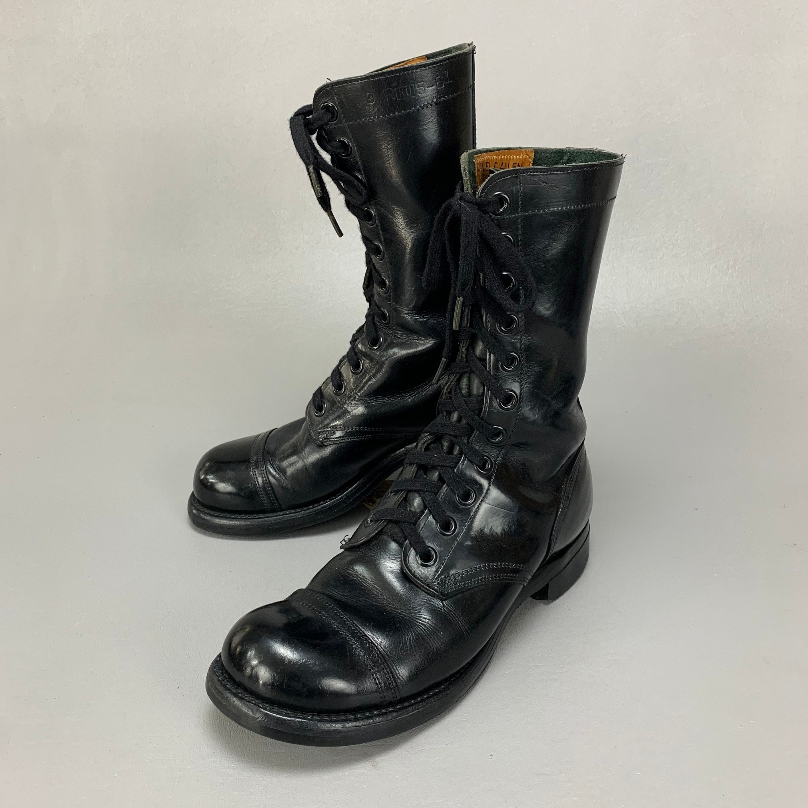 Botas de combate de cuero negro Vintage Sportwelt de la década | Etsy España