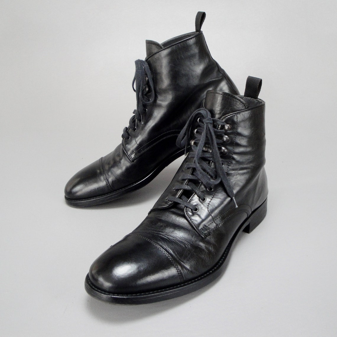 To Boot New York Richmond Black Leather Cap Toe Lace Up Dress Etsy