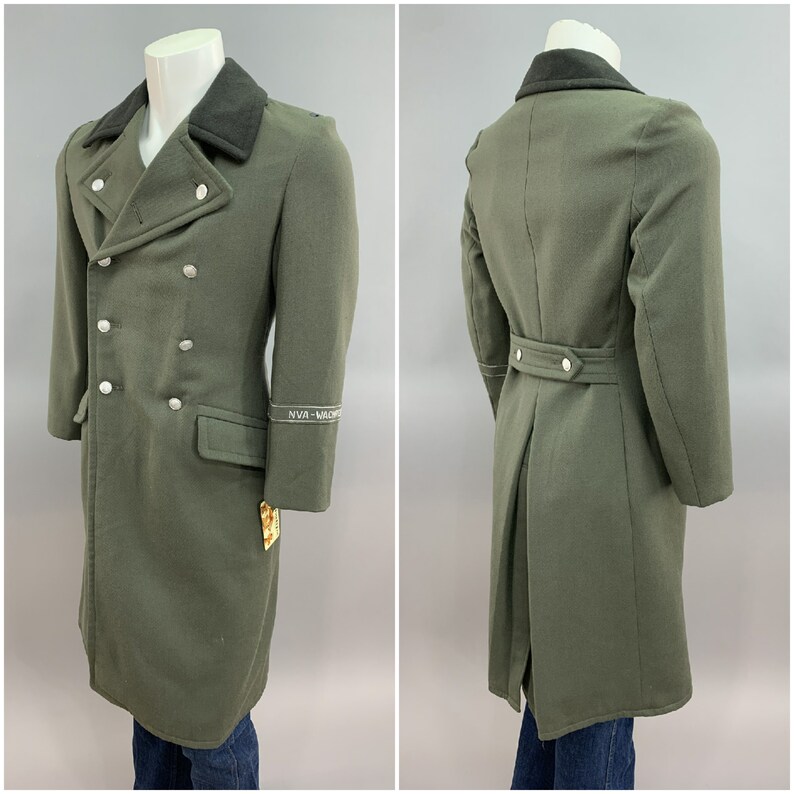 East German Army Trench Coat NVA WACHREGIMENT Cuff Band Officers Great Coa, Mens Size Small Sk 44 Double Breasted Trenchcoat Made in Germany image 5