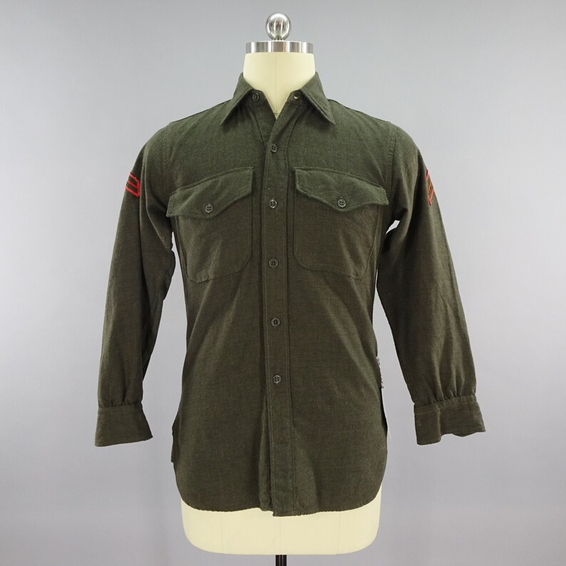 USMC Dark Green Wool Flannel M2 Dress Uniform Shirt 1950s | Etsy