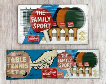 Rawlings 4 Player Table Tennis Set TTS-7, 1960s Vintage Mint in Box