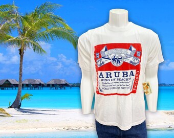 Vintage Aruba King of Beaches T-Shirt 1980s Vintage Graphic Tee Size Mens XL