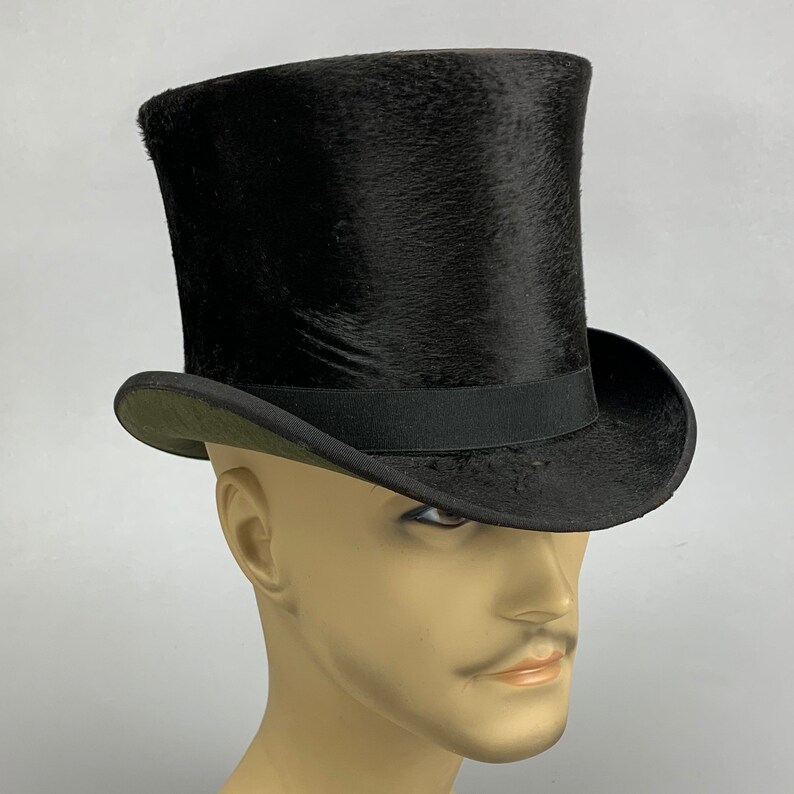 Stovepipe Top Hat in Black Beaver Fur 19th Century Etsy UK