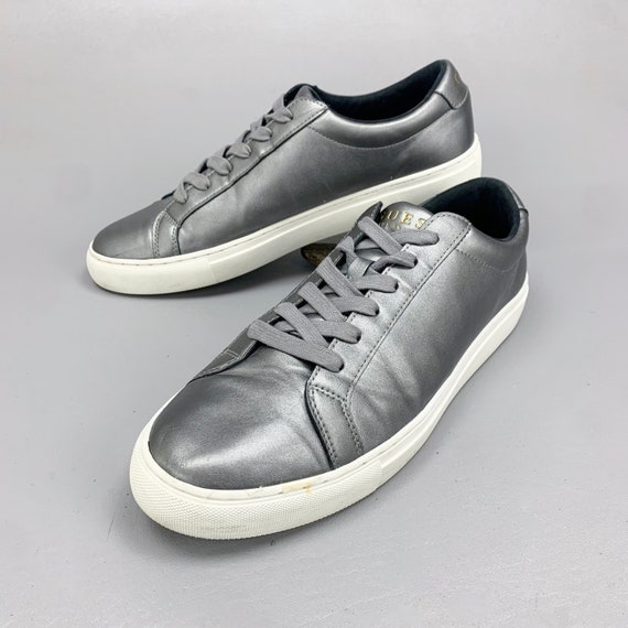 2000s Vintage Silver Leather Guess Sneakers, Bare… - image 7