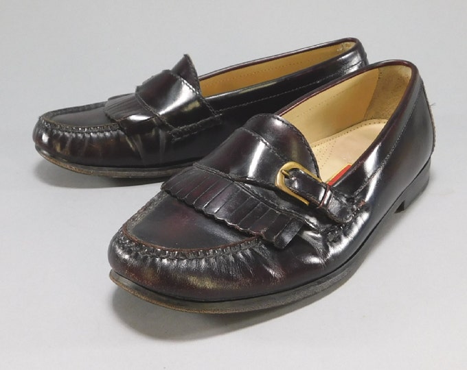 1980s Vintage Cole Haan Loafers in Oxblood Leather With Kiltie - Etsy