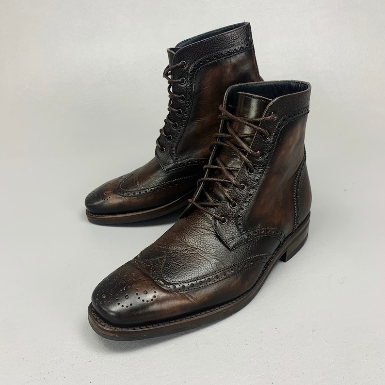 Thursday Boot Co. Wingtip Dress Boots Hand Made Dark Oak Etsy