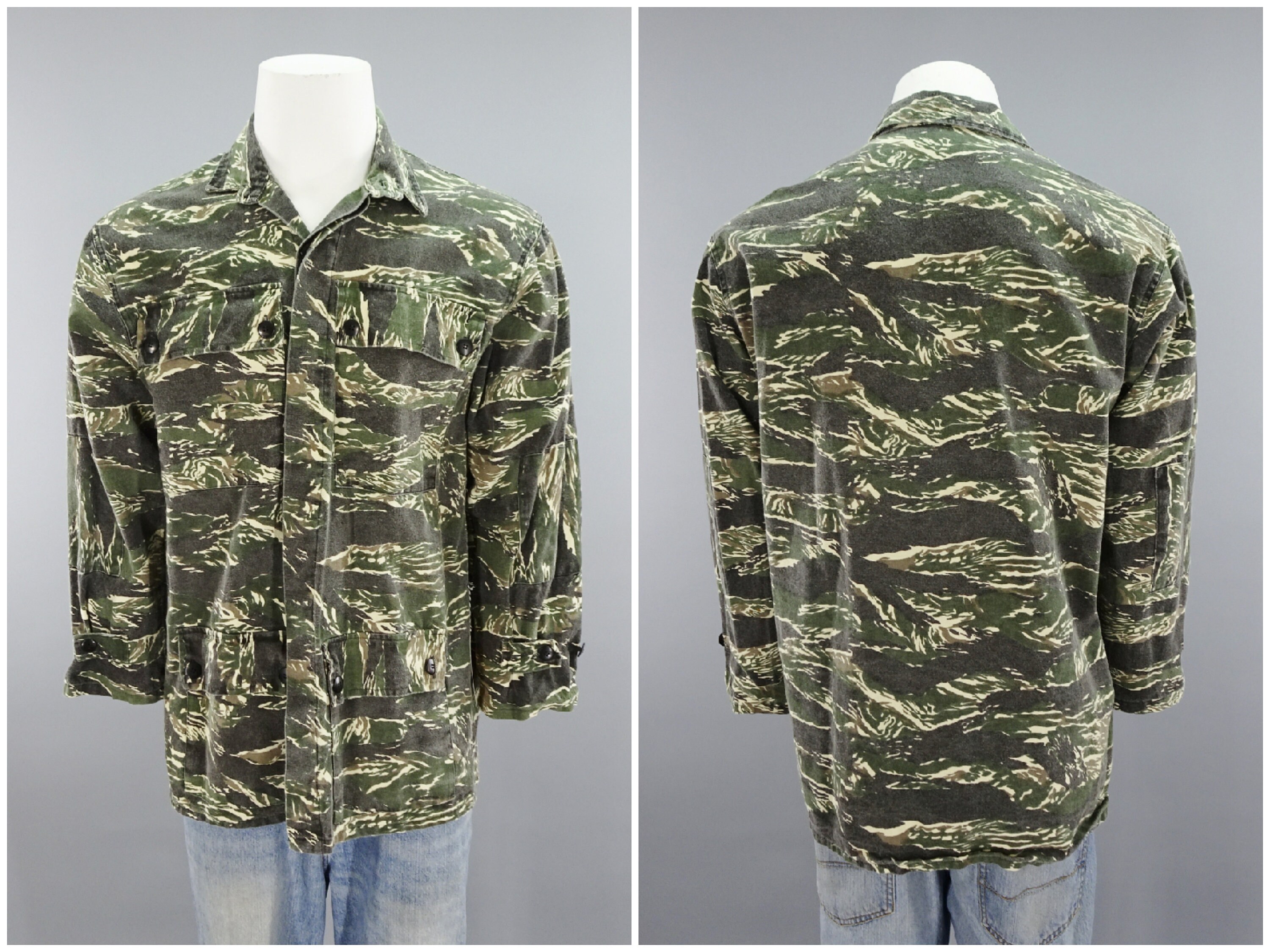 Vintage Tiger Stripe Camo Shirt Jacket 