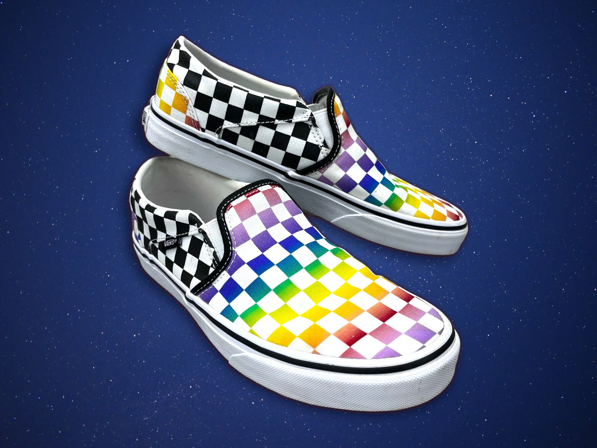 Rainbow vans shoes - Etsy Nederland