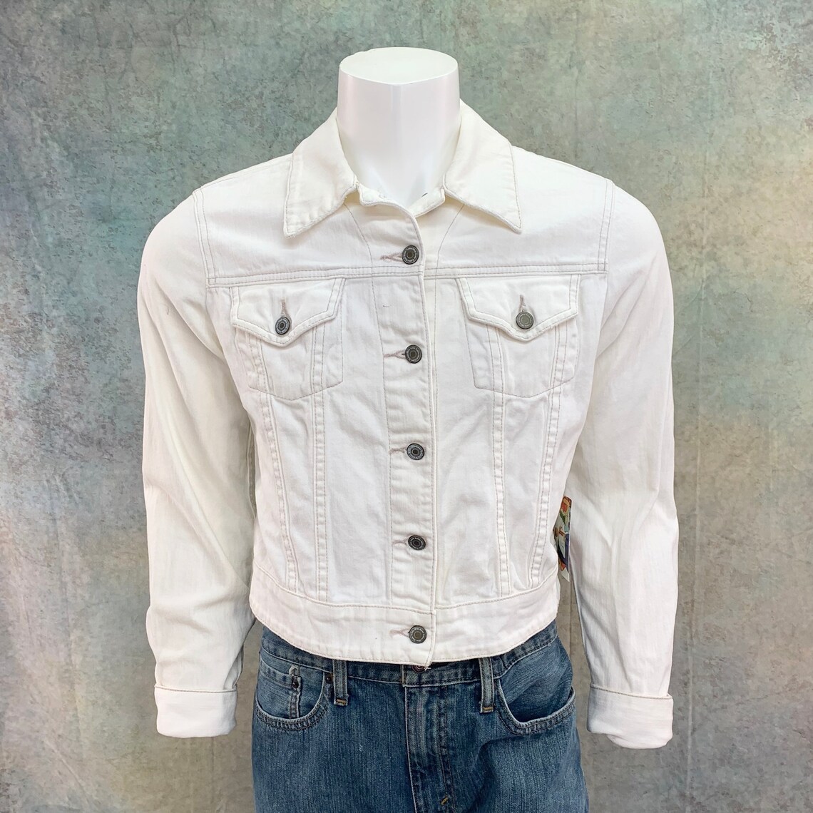 Calvin Klein White Denim Trucker Jacket with Custom Sewn Etsy