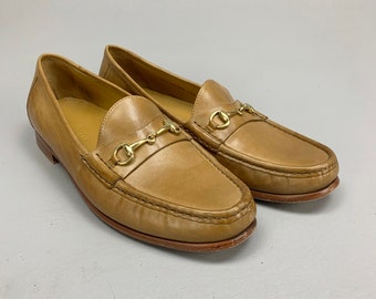 Vintage Leather Coe Haan Gold Link Loafer, Mens Size 11M