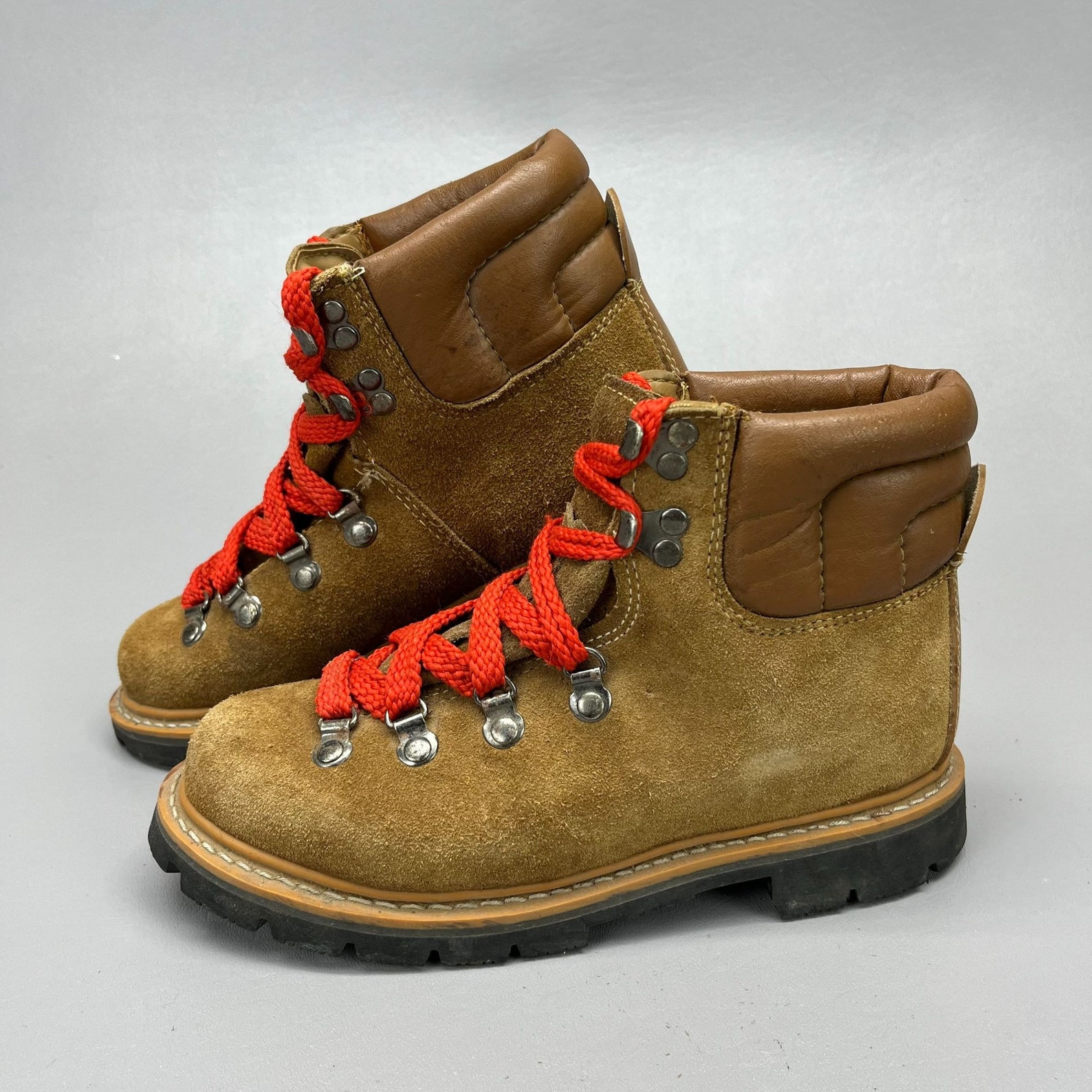 Vintage Leather Red Lace Hiking Boots 1970s 1980s Original Etsy