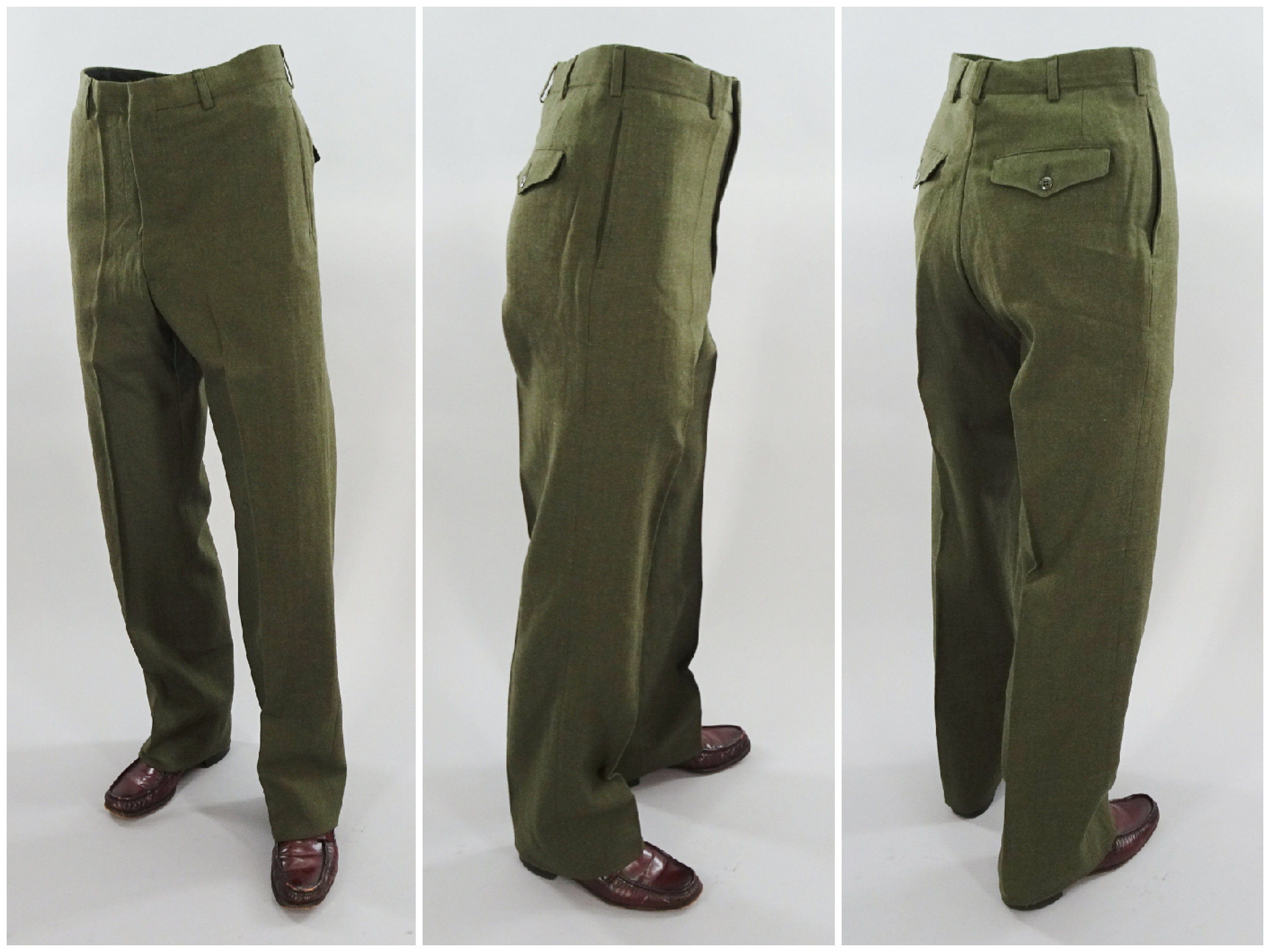 50s vintage wool trousers no tuckスラックス - ANTYKI-WNETRZA