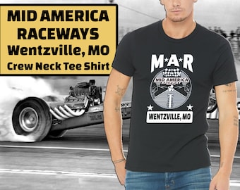 Mid America Raceway Wentzville MO, Vintage Missouri Drag Strip & Road Racing Tee Shirt