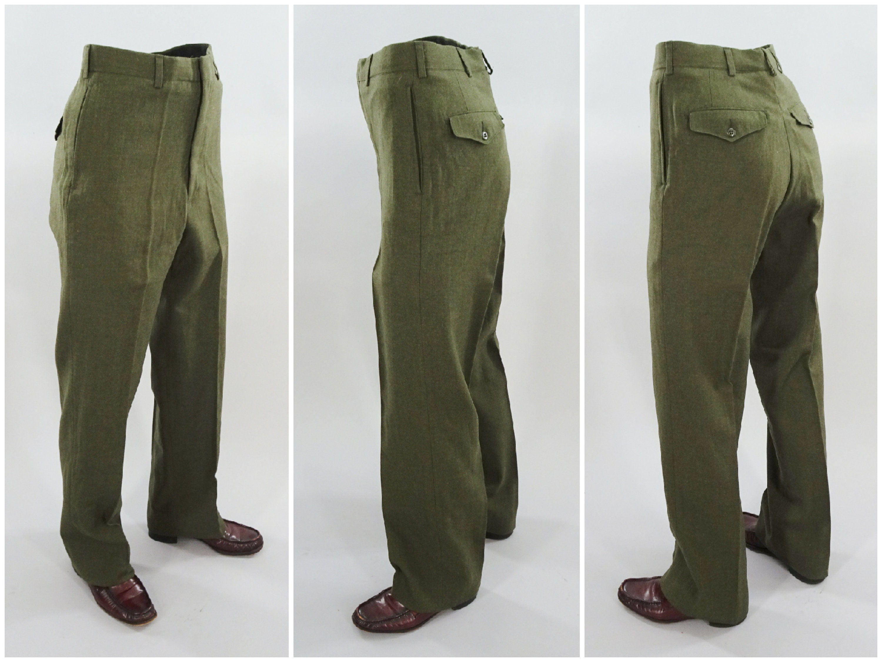 WW2 USMC Marine Corps Dress Green Wool Trousers, Original 1940s