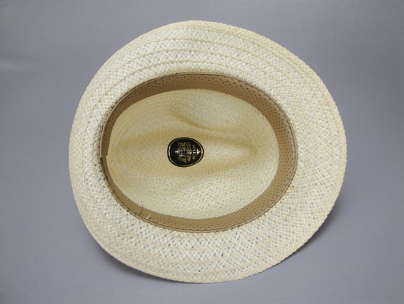 1980s Vintage Tan Straw Fedora Trilby Hat by Stet… - image 10