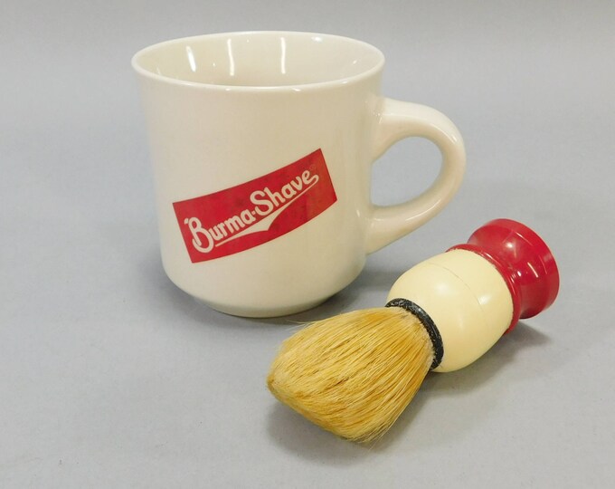 1940's 1950's Vintage Burma Shave Cup and Shaving Brush Combo